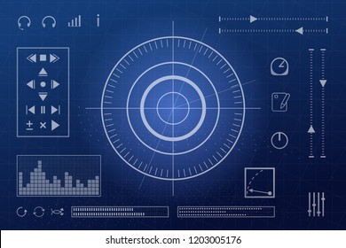 Futuristic screen. Digital technology. Vector illustration. Blue and white colors