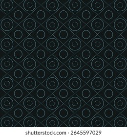 Futuristic Seamless Circle Grid Pattern – Minimal Blue Tech Design on Black Background