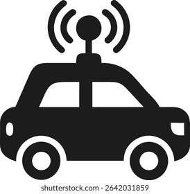 Futuristic self driving car vector silhouette depicting radar and artificial intelligence concepts