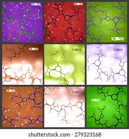 Futuristic set dna, abstract molecule, cell illustration eps10