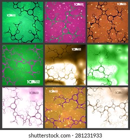 Futuristic set dna, abstract molecule, cell illustration eps10