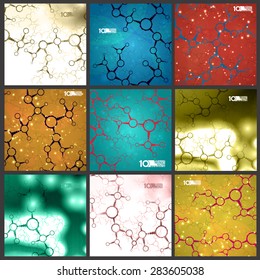 Futuristic set dna, abstract molecule, cell illustration eps10