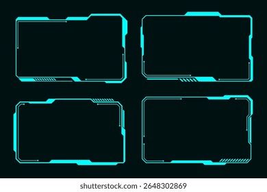 Futuristic set hi tech frame cyberpunk style design element Technology HUD sci-fi 