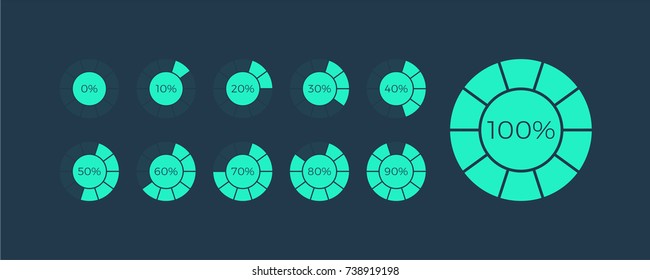 Futuristic set loading icons. Download progress, web design template, interface upload. 