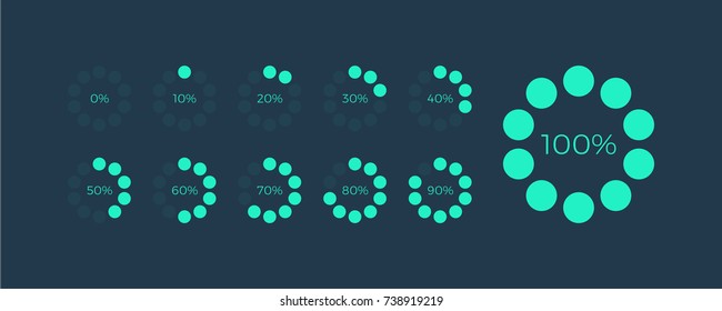 Futuristic set loading icons. Download progress, web design template, interface upload. 