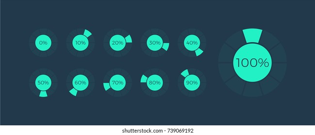 Futuristic set loading icons. Download progress, web design template, interface upload. 