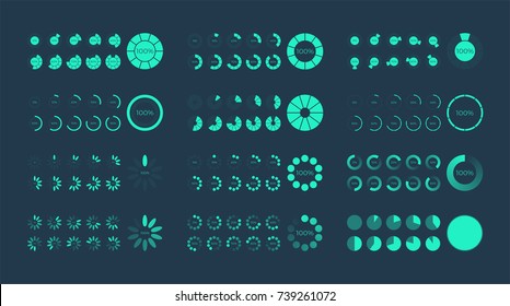 Futuristic set loading icons. Use to web design template, interface upload.