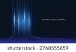 A futuristic setting featuring cascades of dynamic data and glowing strands of fiber optics in intense blue tones, evoking streams of information in constant motion. It creates a high-tech cyber atmosphere perfect for concepts related to cloud computing, artificial intelligence, IT infrastructure, and big data technologies. Ideal for use as a background for neural interfaces, analytical visualizations, cloud networks, or digital innovations.
