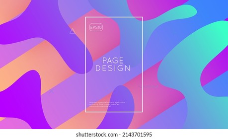 Futuristic Shape. Art Landing Page. Trendy Page. Abstract Journal. Liquid Design. Multicolor Magazine. Wavy Gradient Layout. Purple Bright Background. Violet Futuristic Shape
