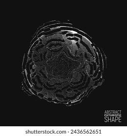 Futuristische Form mit Partikeln konstruiert. Abstrakte verzerrte 3D-Form. Wissenschaftskonzept. Vektorgrafik.