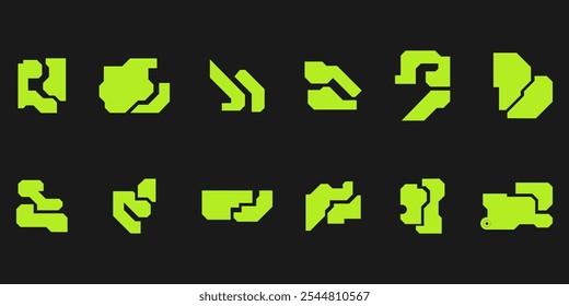 Futuristic shape corner element set. Hud element design. Vector illustration.