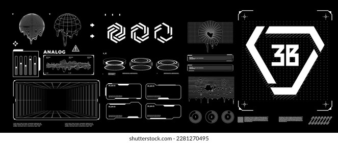 elemento de forma futurista HUD, GUI, ciencia ficción, ciberpunk, retrofuturismo, concepto, elemento abstracto de vaporwave	
