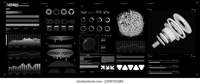 futuristic shape element HUD, GUI, Science fiction, cyberpunk, retrofuturism, concept, vaporwave abstract element	
