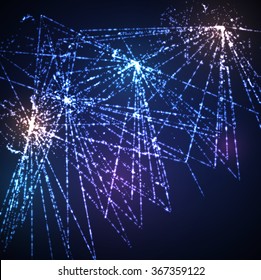 Futuristic shape of particles array. Digital explosion concept.