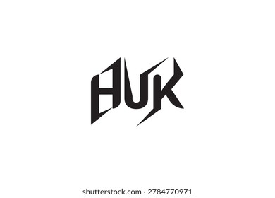 Futuristic Sharp Letter BUK Typography Logo