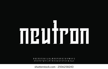Futuristische scharfe Sans Serif Alphabet Anzeige Schriftart Vektor. Starke moderne Schriftart