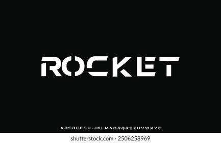 Futuristic sharp sans serif alphabet display font vector. Strong modern typeface