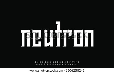 Futuristic sharp sans serif alphabet display font vector. Strong modern typeface