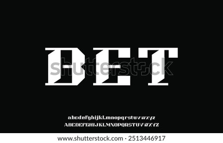 Futuristic sharp sans serif alphabet display font vector. Strong modern typeface