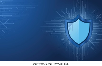 Futuristic shield protection. Shield symbol. Concept of internet privacy or cyber protection or antivirus. Vector illustration