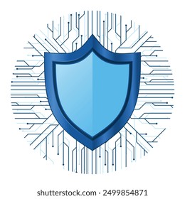 Futuristic shield protection. Shield symbol. Concept of internet privacy or cyber protection or antivirus. Vector illustration