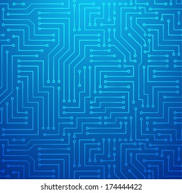 Futuristic Shining Light Blue Technology Background Ã?Â¢?? Printed Circuit Board Seamless with Pattern in Swatches