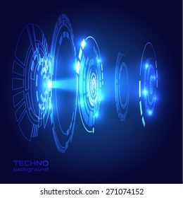 Futuristic shiny HUD scientific background. Vector eps10.