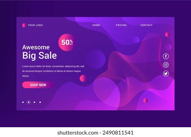 Futuristic shopping online landing page vector design in eps 10