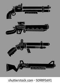 Futuristic shotgun icon set