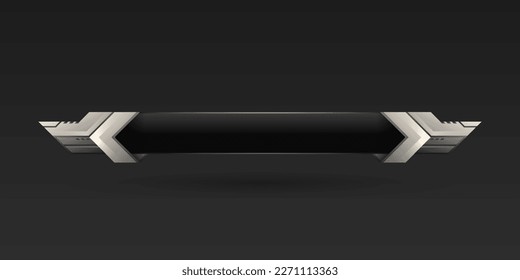 Banner de título de la pantalla de la interfaz de tercera partida para el borde plateado futurista inferior