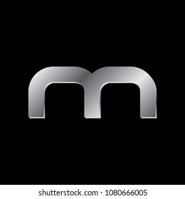 futuristic silver letter M