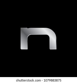 futuristic silver letter N