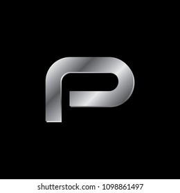 futuristic silver letter p