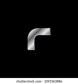futuristic silver letter r