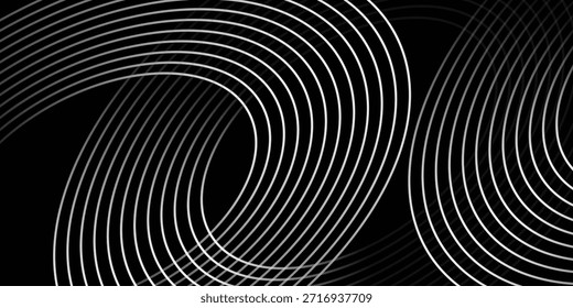 Linhas de espiral de prata futurista no fundo da tecnologia preta