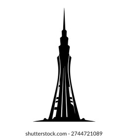 Futuristic Skyscraper Tower Silhouette Vector Illustration Icon for Future City Skyline Design Professional Architecture Business Growth Logo