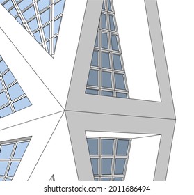 ilustración 3d del vector de rascacielos futurista