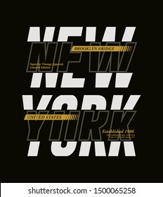 Futuristic slogan t-shirt print, New York, elegant typography line, graphic vector template design