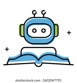 Futuristic Smart Robot Learning Book Vector Icon design