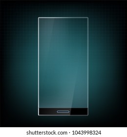 Futuristic smartphone with a transparent glass screen. Technology communication background. Stock vector illustration.