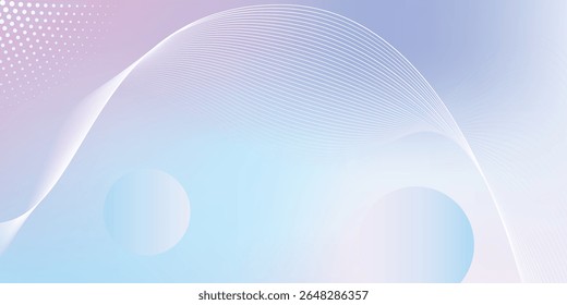 Futuristic Soft Purple and Blue Gradient Background with Curved Lines and Dot Pattern