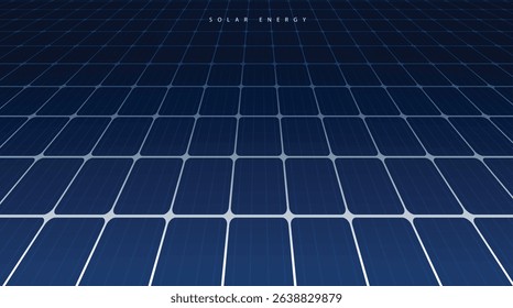 Futuristic solar panel technology background with digital grid lines and glowing blue energy for clean, renewable power concepts and innovation in green energy systems. vector design.