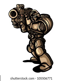 futuristic soldier with missile launcher