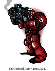futuristic soldir with heavy weapon