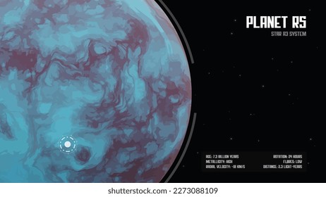 Los datos de espacio futurista exploran el concepto de interfaz HUD. Pantalla de tecnología de nave espacial abstracta vectorial del análisis del planeta. Fondo del ciberespacio de innovación.