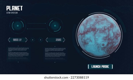 Los datos de espacio futurista exploran el concepto de interfaz HUD. Pantalla de tecnología de nave espacial abstracta vectorial del análisis del planeta. Fondo del ciberespacio de innovación.