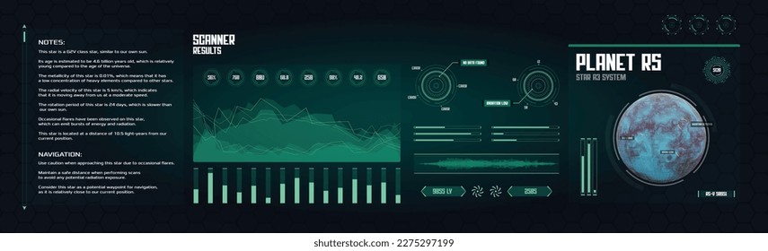 Los datos de espacio futurista exploran el concepto de interfaz HUD. Pantalla de tecnología de nave espacial abstracta vectorial del análisis del planeta. Fondo del ciberespacio de innovación.
