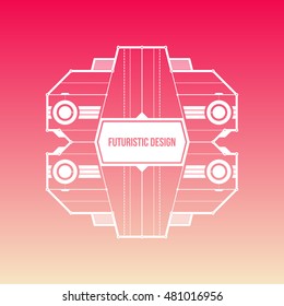 Futuristic space design levitating on gradient background. Useful for covers, prints and advertising.