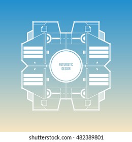 Futuristic space design levitating on gradient background. Useful for covers, prints and advertising.