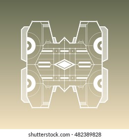 Futuristic space design levitating on gradient background. Useful for covers, prints and advertising.